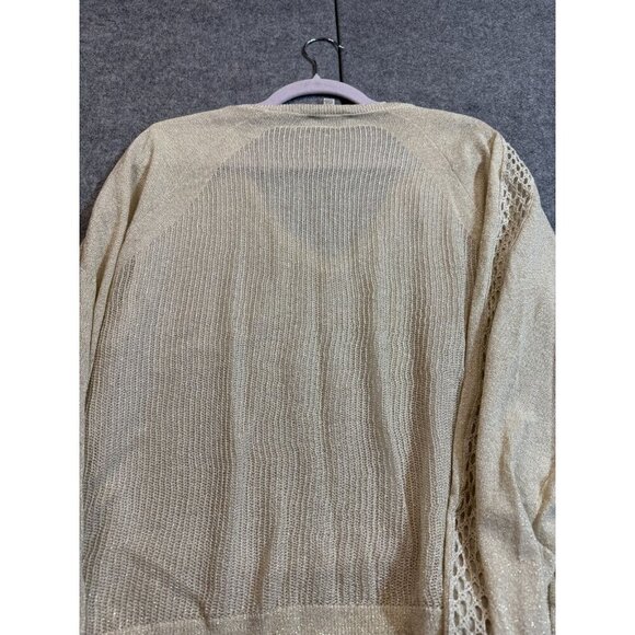 Lucky Brand Sweater Women Large Beige Sparkle Knit V-Neck Raglan Sleeve Pullover - Picture 2 of 7